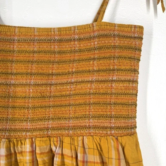 Toad &Co Organic Cotton Plaid Dress S Prairie Cottage Earthy Sustainable Smocked - Picture 3 of 10